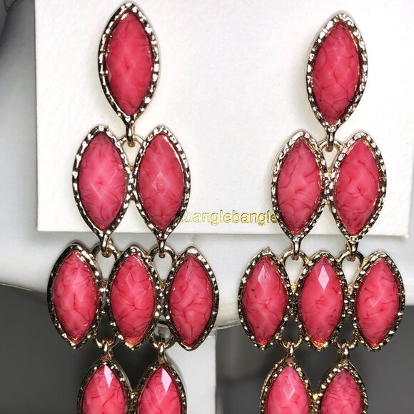 Amrita Fuchsia & Gold Chandelier Earrings - Picture 2 of 6